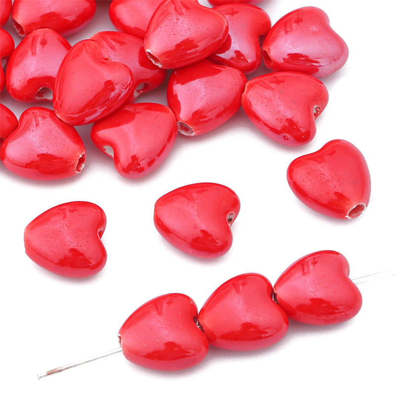 Wholesale 10PCS Peach Heart Ceramic Beads